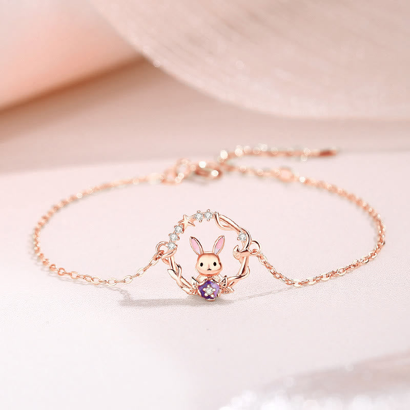 Süße Kranzhasen Roségold Armband Halskette