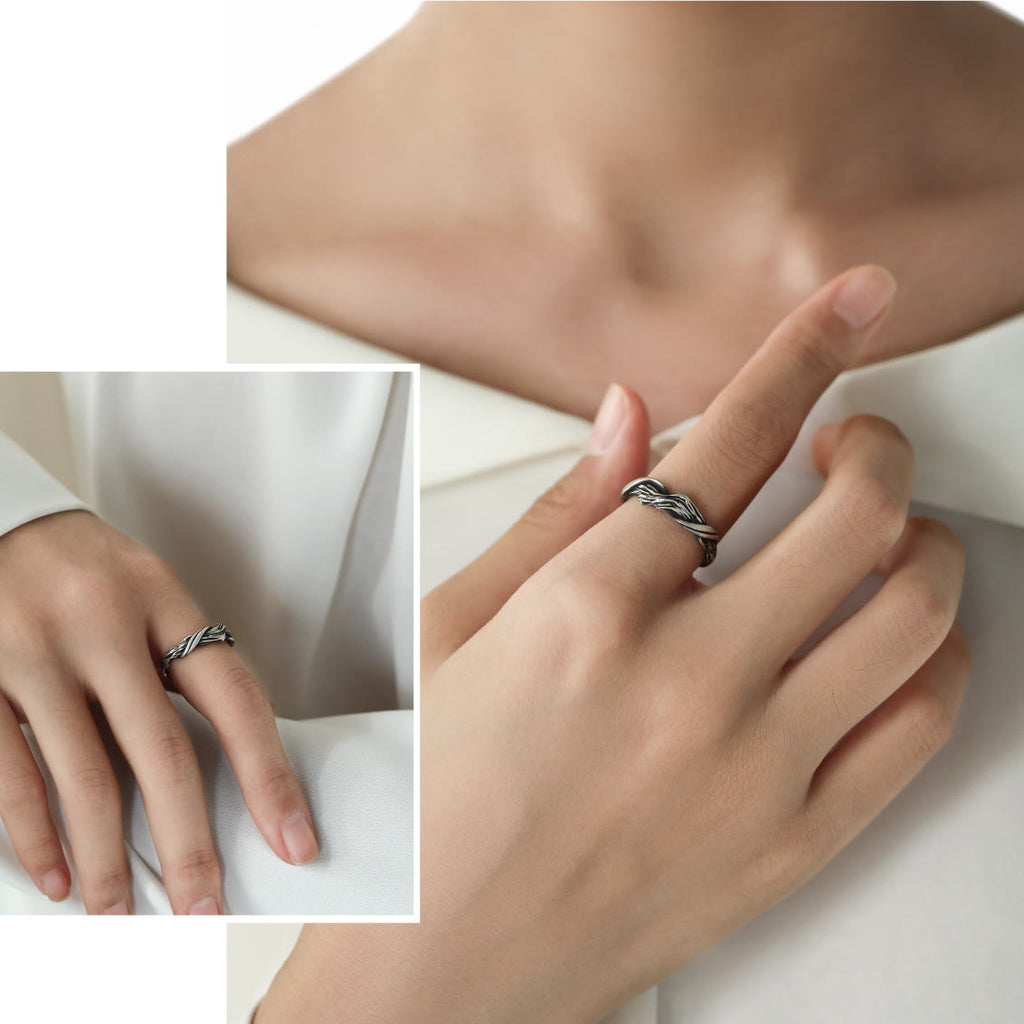 Driftwood Vintage Distressed 999 Sterling Silber Ring