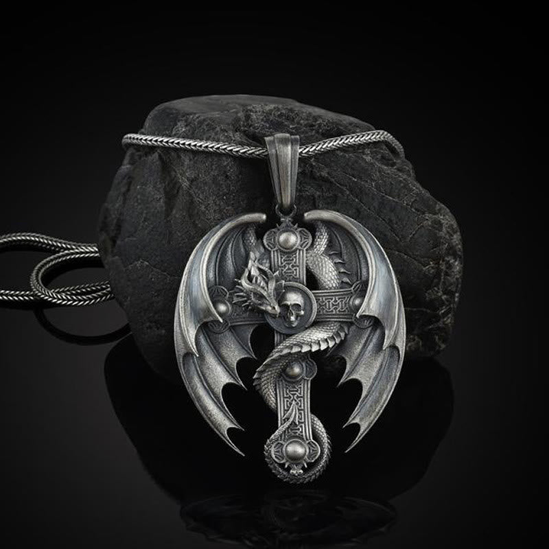 Faith Energy Cross Dragon Schädel Retro Halskette