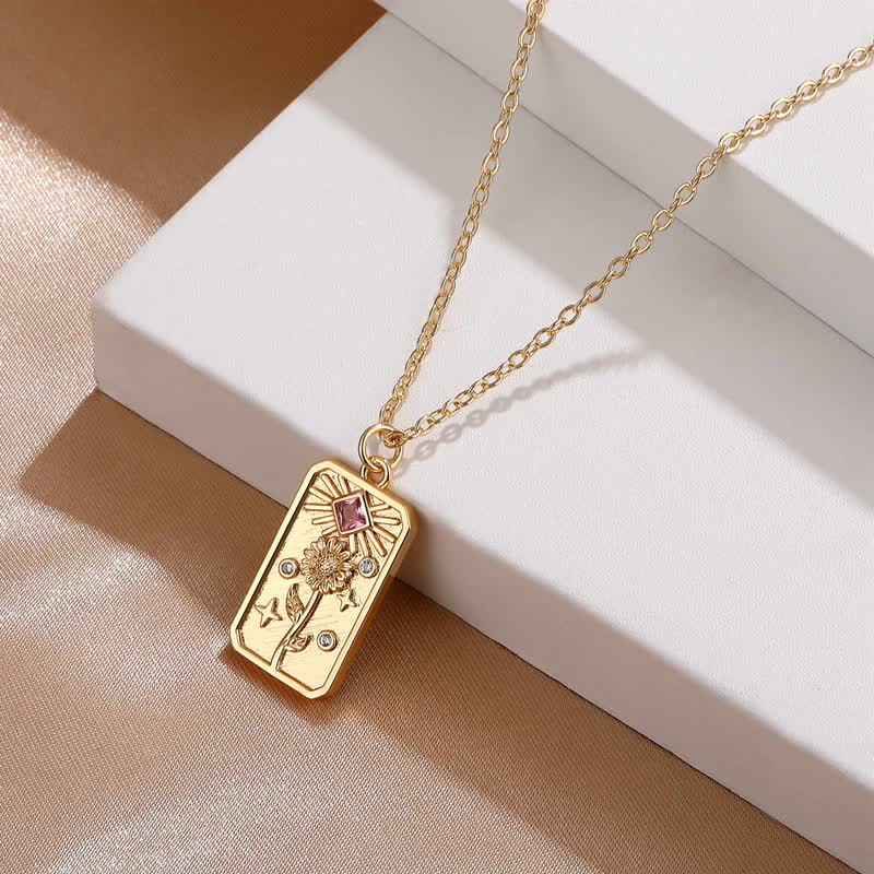 Geprägter Geburtsstein Empfindliche Geburtsblumenkette