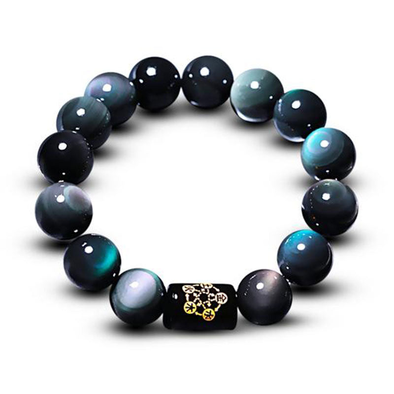 Chavri natürliches Regenbogen-Obsidian-Armband mit positiver Transformation