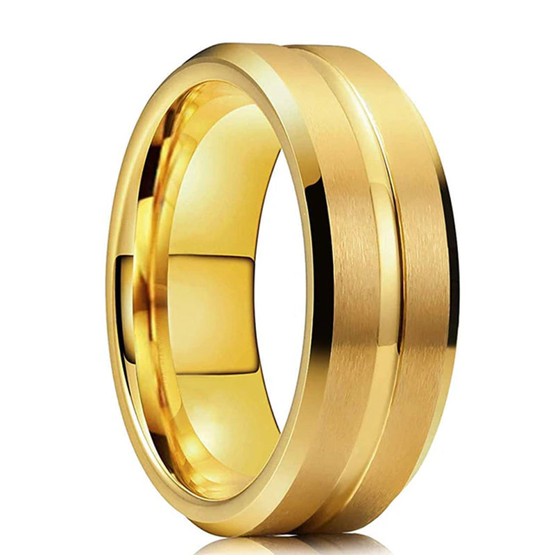 Mode 8 mm rote Nut abgeschrägte Kante Edelstahl keltische Drachenringe für Männer Zirkon Inlay Kohlefaser Ring Männer Ehering