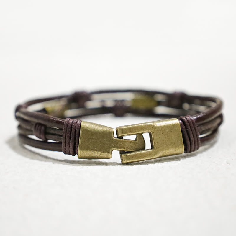 Chavri Vintage Lederarmband, braunes Seil, geschichtetes Armband, Armreif