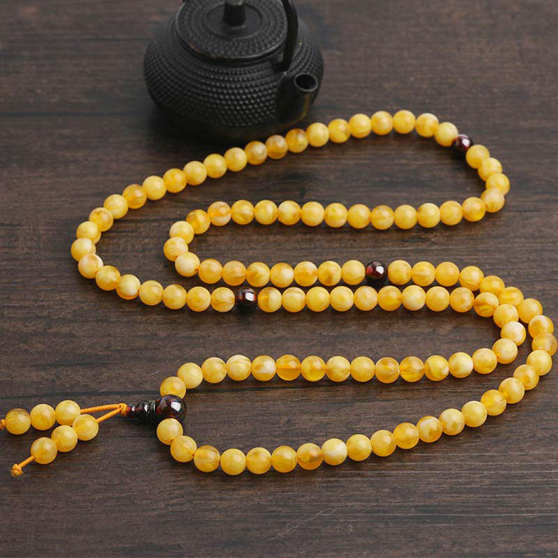 108 Perlen Naturbernstein Roter Achat Balance Armband Mala