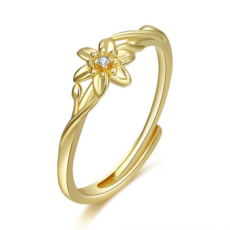 Einstellbarer Geburtsstein Mit Geburtsblütenring