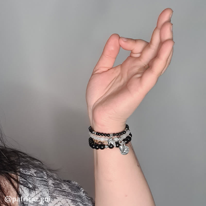 Chavri 3PCS natürliches Quarzkristall-Perlen-Heilenergie-Lotus-Armband