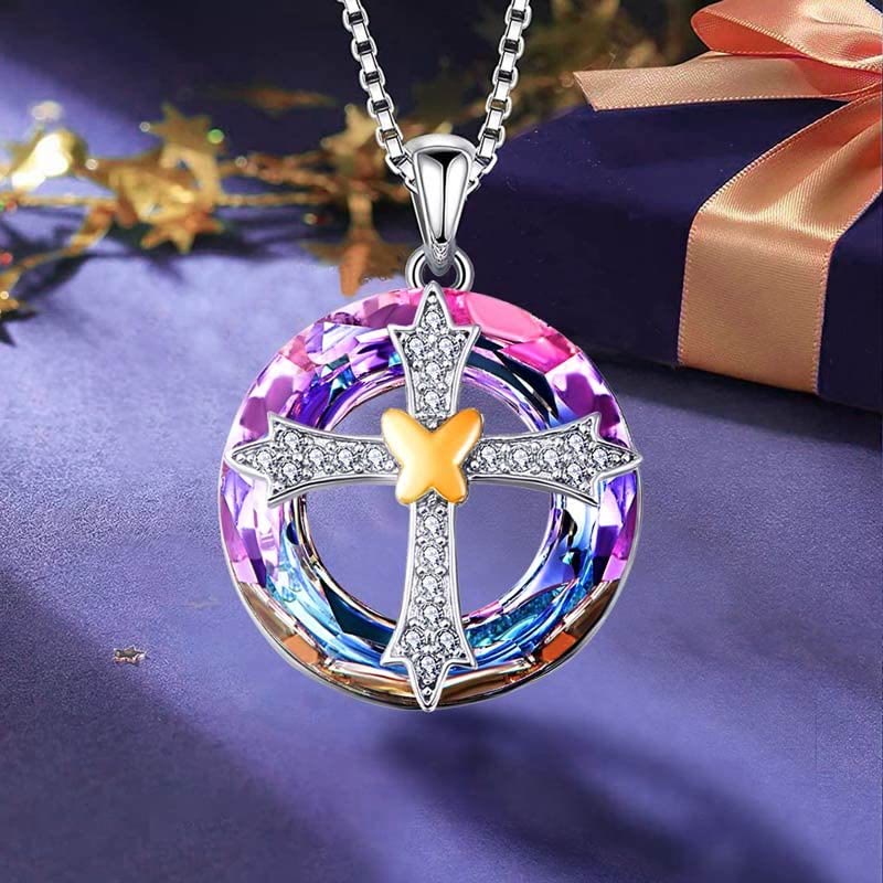 Bete Für Sicherheit Glück Kristall Liebe Kreuzkette