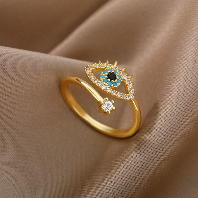 Evil Eye Diamond Verstellbarer Ring