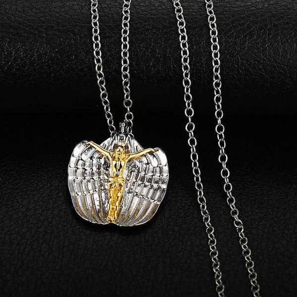 Mode Edelstahl Engel Jesus Anhänger Halskette