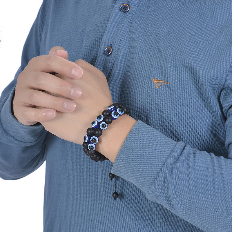Schwarzer Onyx Evil Eye Protection Armband