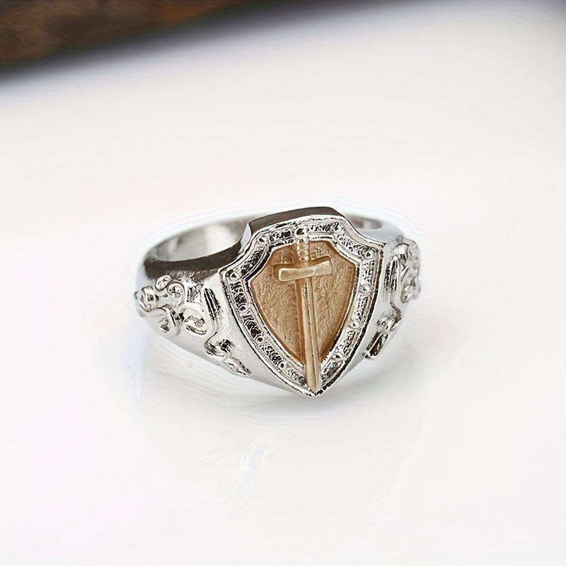 Kostenlos Heute Einzigartiger Ritter Des Gitters Golden Cross Schwert Ring