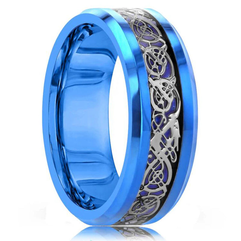 Mode Männer 8Mm Gold Farbe Nut Abgeschrägte Kante Wolfram Hochzeit Carbon Faser Ring Punk Zahnrad Edelstahl Ring für Männer