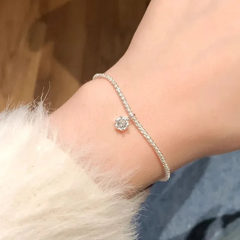 Armband aus Sterlingsilber mit doppeltem Liebesherz und hohlen runden Perlen