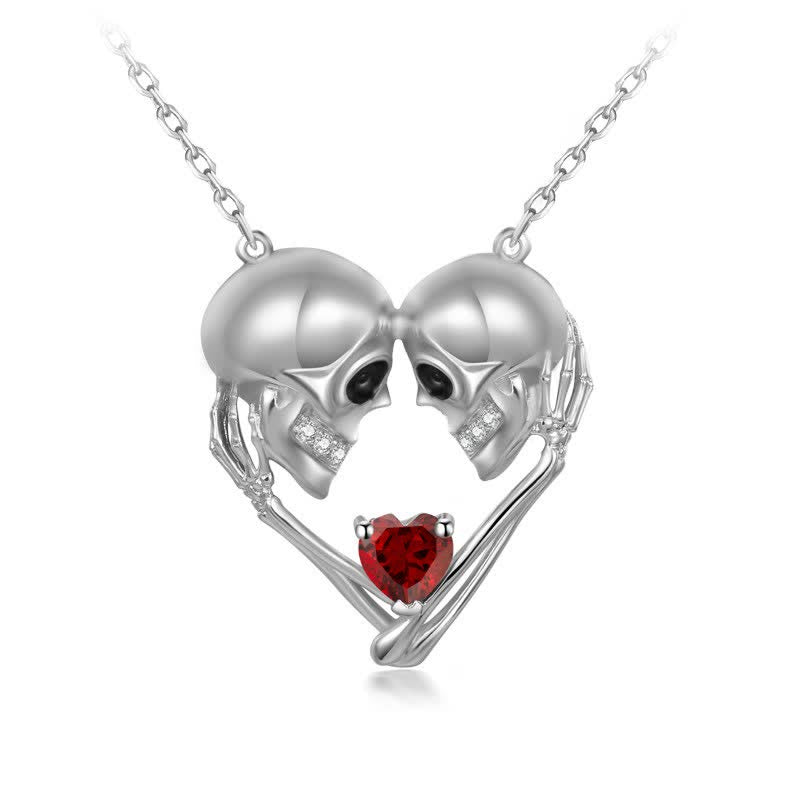 Verlieben Sie Sich Schädelpaar Mit Ruby Heart Halskette