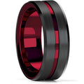 Mode Männer 8Mm Gold Farbe Nut Abgeschrägte Kante Wolfram Hochzeit Carbon Faser Ring Punk Zahnrad Edelstahl Ring für Männer