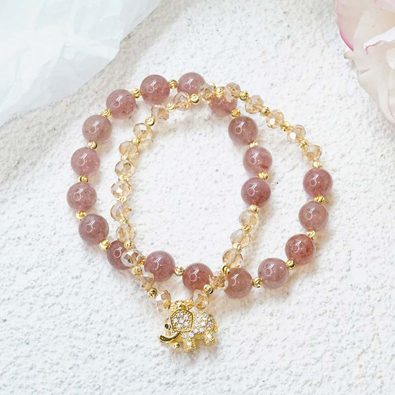 Chavri Rosenquarz-Elefant-Heilenergie-Charm-Armband