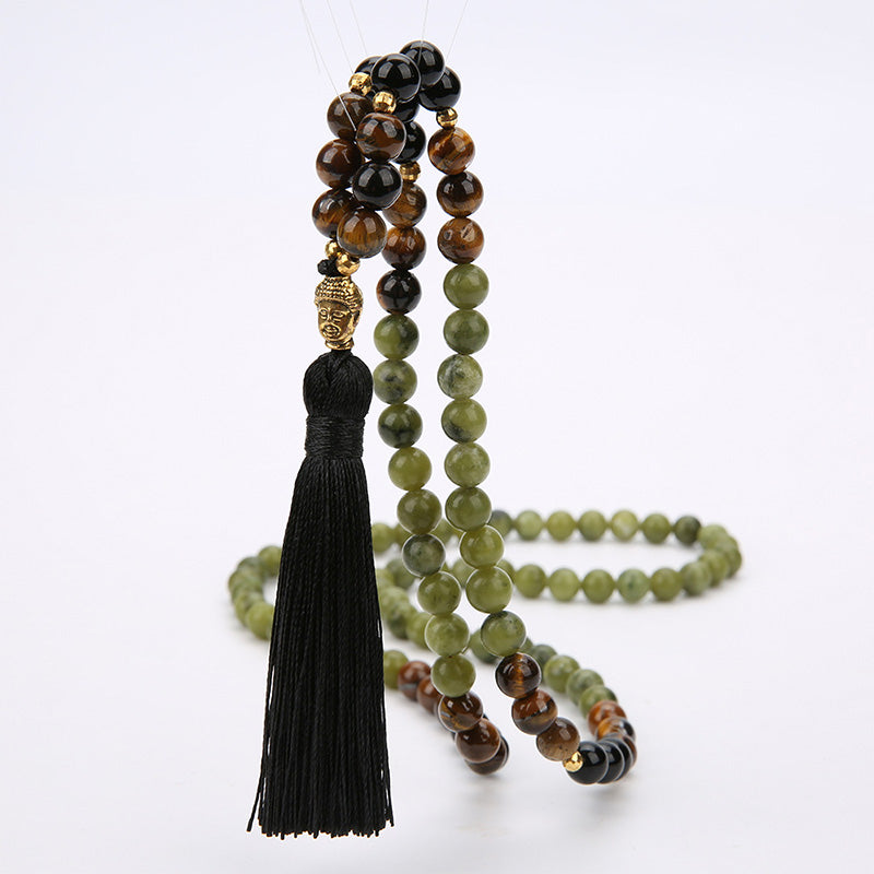 Chavri tibetisches grünes Jaspis-Schutz-Mala-Armband