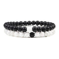 Set Armband Paare Abstand Schwarz Weiß Natürlicher Lavastein Tigerauge Perlen Yoga Armbänder für Männer Frauen Elastisches Seil Schmuck