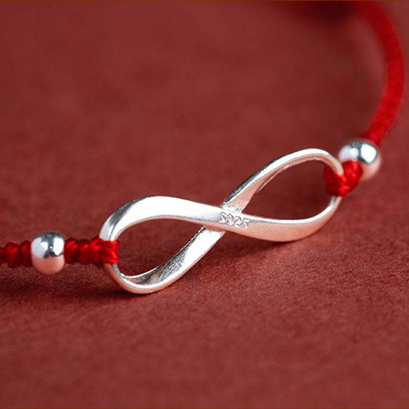 Chavri 925 Sterling Silber Endless Knot Protection Luck Red String Armband Fußkettchen