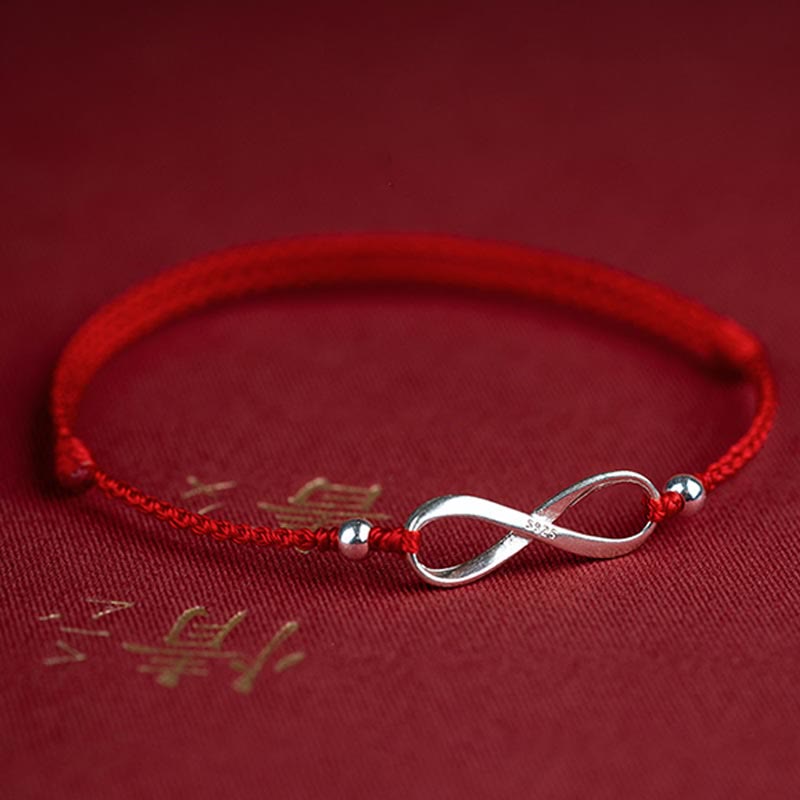 Chavri 925 Sterling Silber Endless Knot Protection Luck Red String Armband Fußkettchen