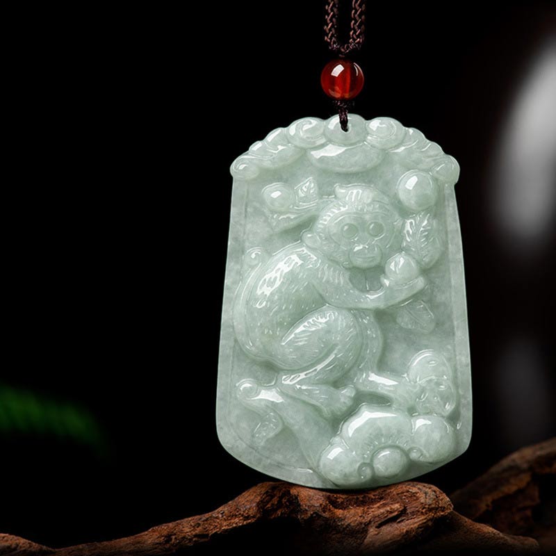 Chavri natürliche Jade 12 chinesische Sternzeichen Fülle Amulett Anhänger Halskette