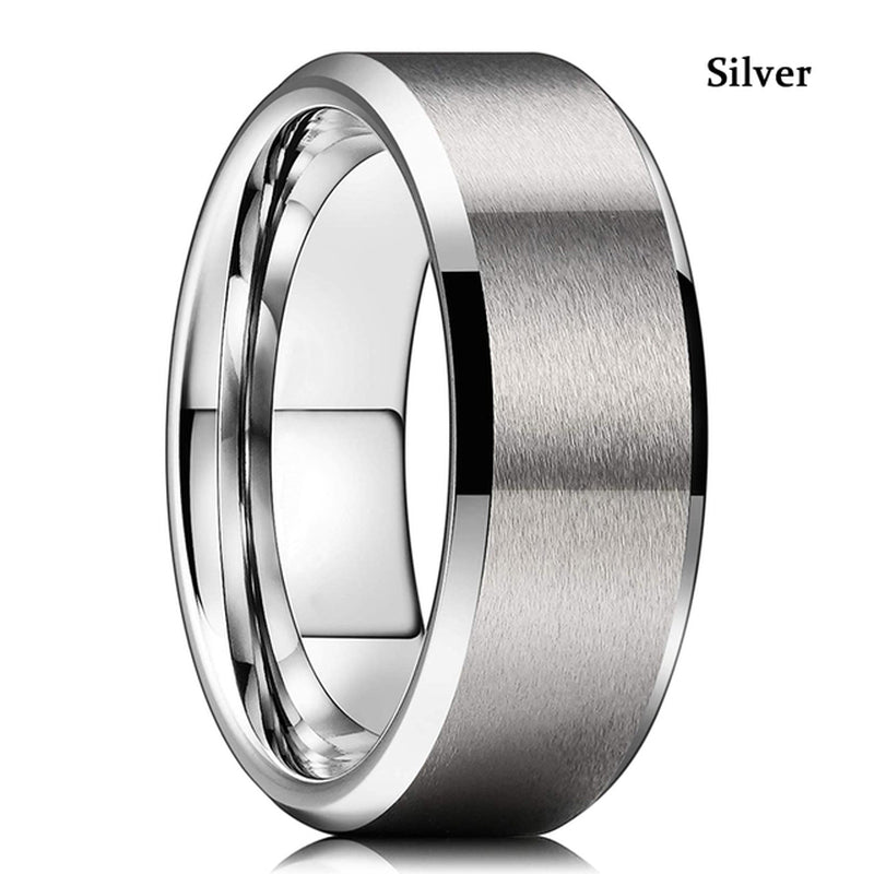 Mode Männer 8Mm Gold Farbe Nut Abgeschrägte Kante Wolfram Hochzeit Carbon Faser Ring Punk Zahnrad Edelstahl Ring für Männer