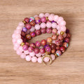 Chavri 108 Perlen Miano echtes rosa Kristall-Mala-Heilarmband