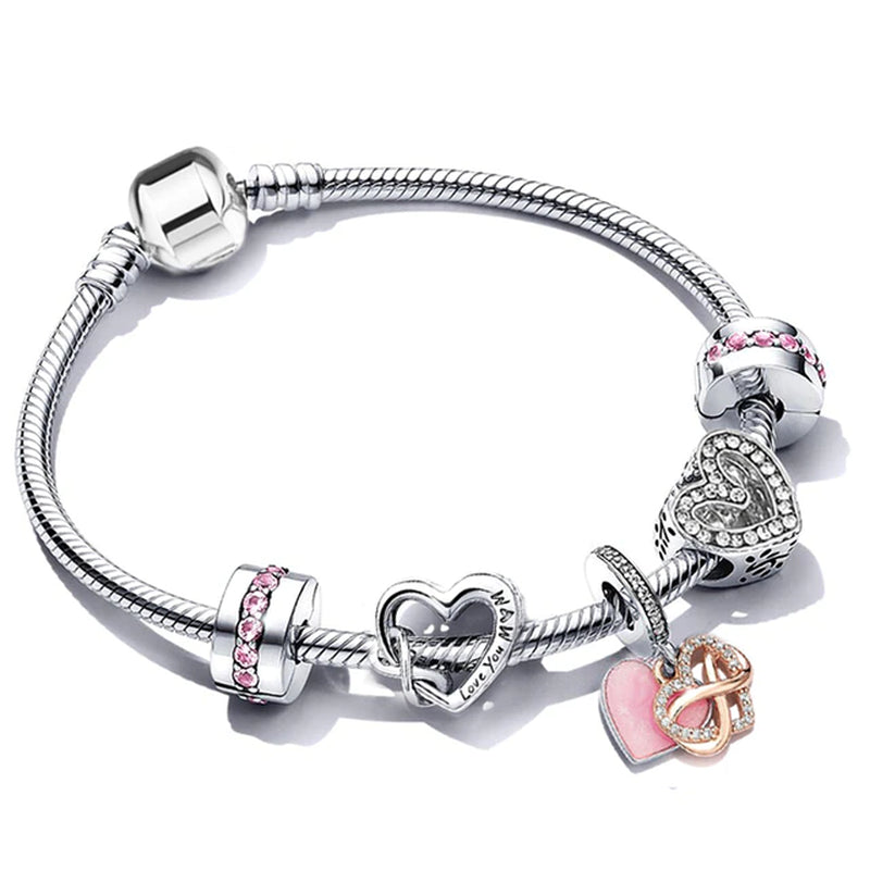 Trendy Romantische 2021 Silber Farbe Charm Armband mit Glückliche Familie Strang Marke Armband für Frauen DIY Schmuck Machen