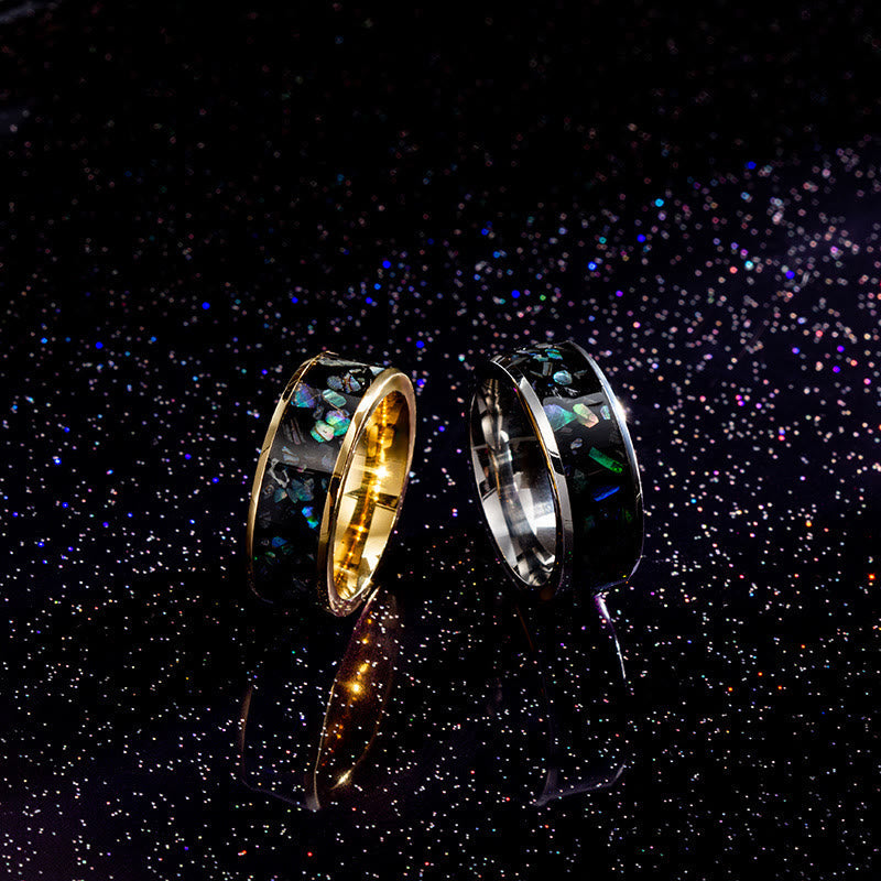 Zerkleinerter Opal Abalone Wolfram -Carbidring