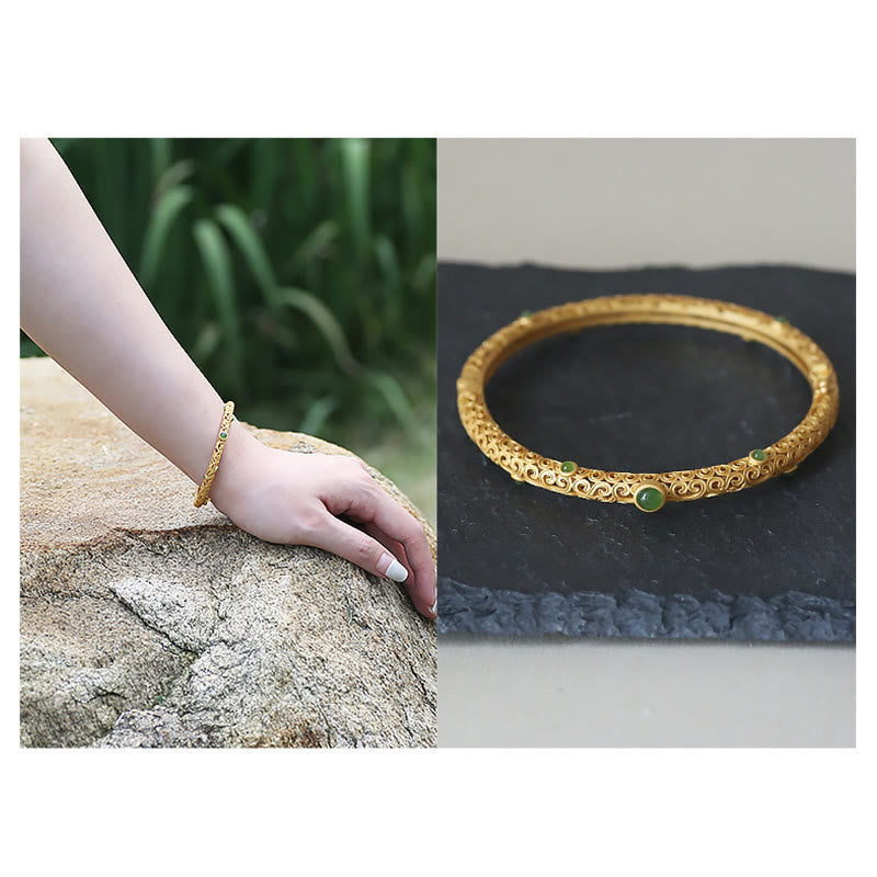 Chavri Cyan Jade Kupfer verheißungsvolle Wolken Calm Healing Armband Armreif