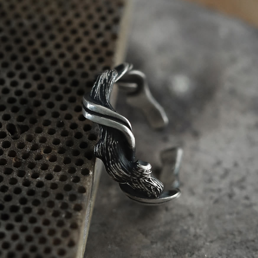 Driftwood Vintage Distressed 999 Sterling Silber Ring