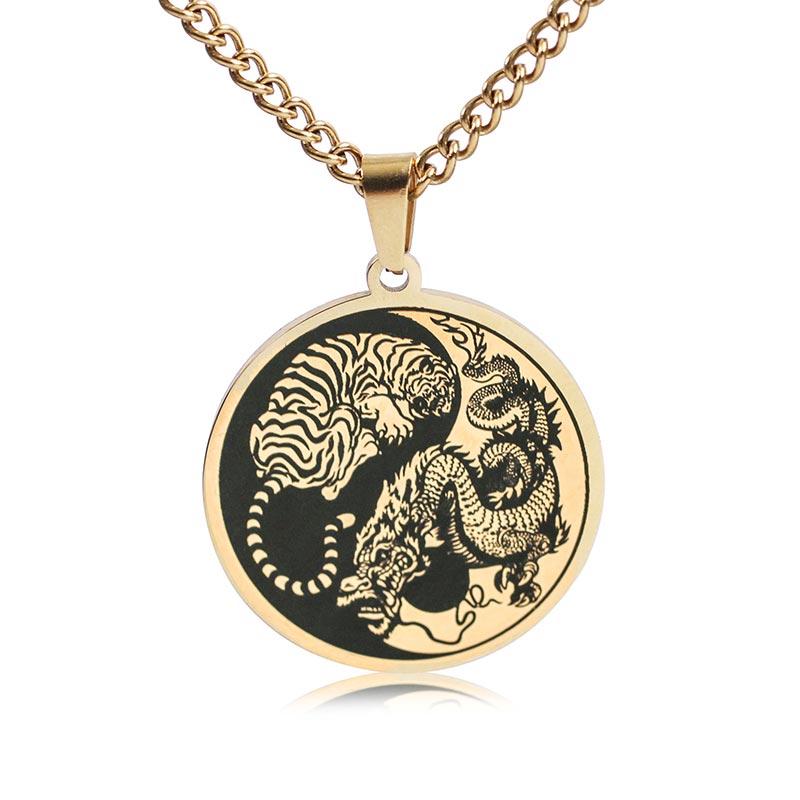 Chavri Tiger Dragon Titan Stahlkette Halskette Harmonie Anhänger
