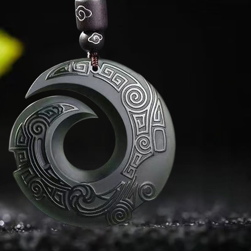 Chavri One's Luck Improves Design Patern Hetian Cyan Jade Friedensschnalle Glück Halskette Anhänger