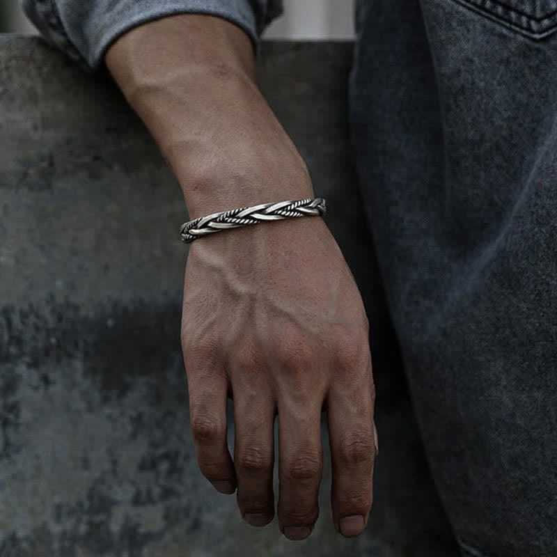 Chavri-Kupfer-Balance-Armband im Wikinger-Stil mit gedrehtem Flechtmuster