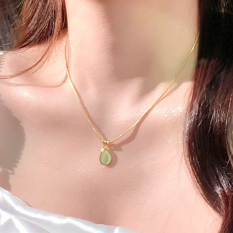 Blaues Meerwasser Tropfen Titanstahl Halskette