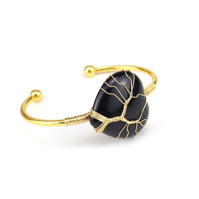 Goldkupferdrahtgewickelte Natürliche Herzform -Kristallarmband