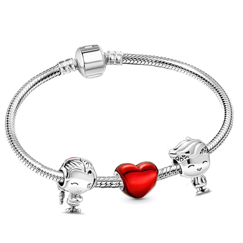 Trendy Romantische 2021 Silber Farbe Charm Armband mit Glückliche Familie Strang Marke Armband für Frauen DIY Schmuck Machen