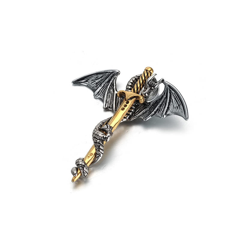 Klassische Vintage Warrior Dragon Schwert Halskette