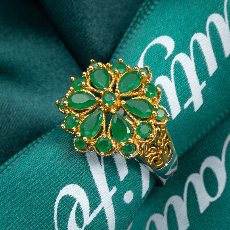 Blühen Blumen Emerald Ring