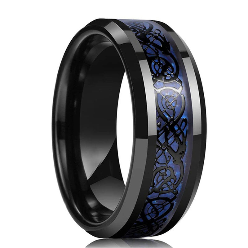 Mode Männer 8Mm Gold Farbe Nut Abgeschrägte Kante Wolfram Hochzeit Carbon Faser Ring Punk Zahnrad Edelstahl Ring für Männer
