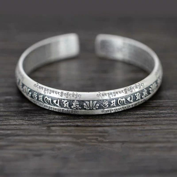 Chavri Om Mani Padme Hum Herz Sutra Mantra Lotus Peace Meditation Manschettenarmband Armreif