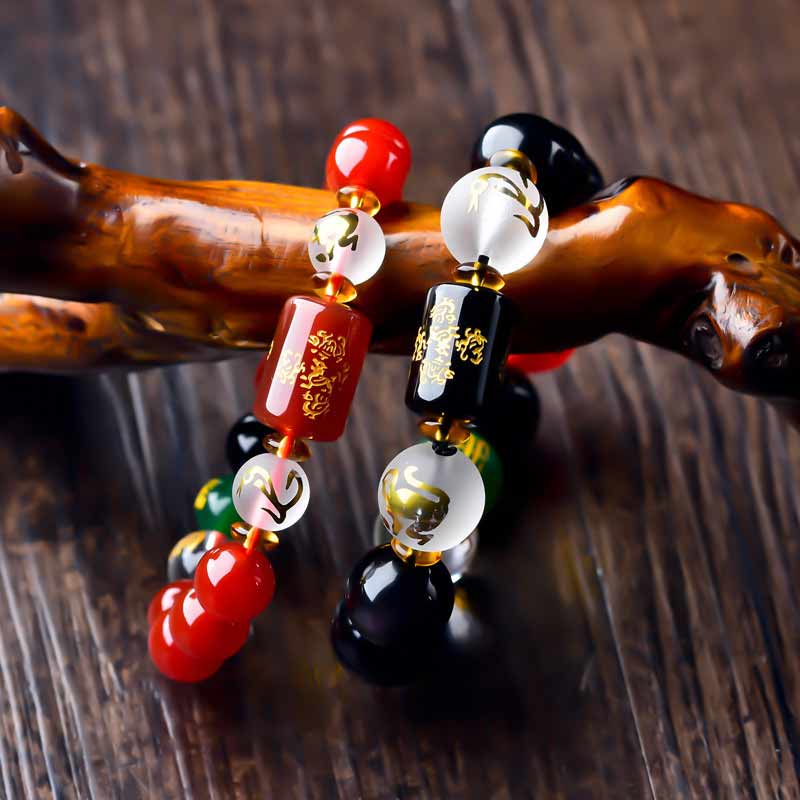 Chavri Chinesisches Sternzeichen Feng Shui Obsidian Fünf-Elemente-Armband Reichtum Porsperity