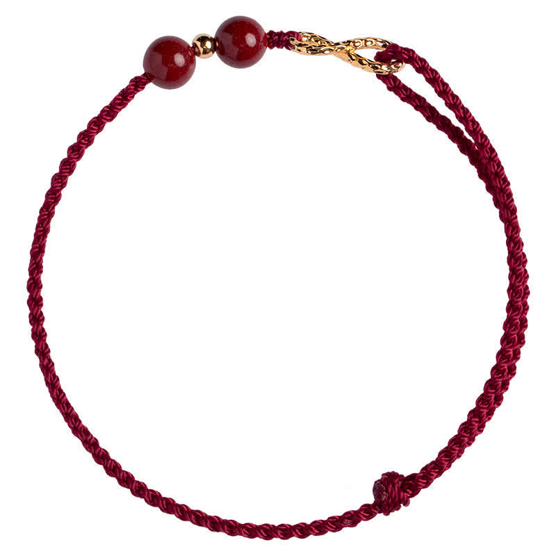 Chavri Cinnabar Blessing Red String 14K Gold Infinity Symbol Armband Fußkettchen