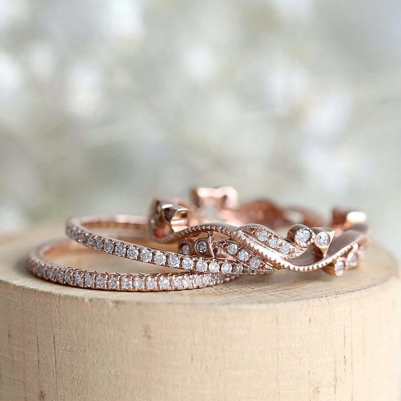 Blumendesign 3 Stück Verlobungszirkon Ring