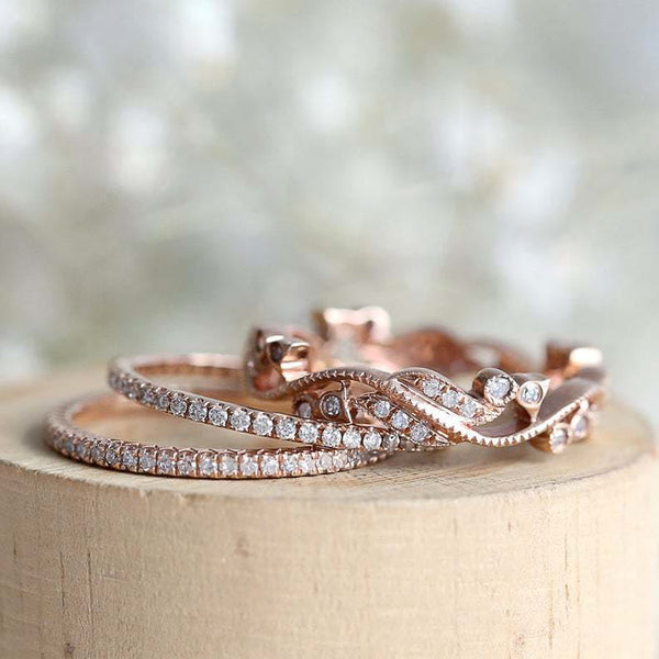 Blumendesign 3 Stück Verlobungszirkon Ring