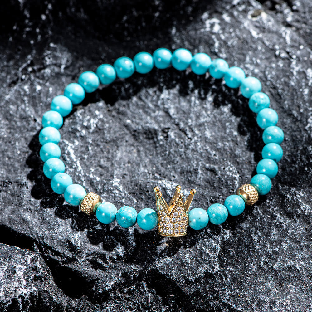 Blauperlen Römische Ziffern Kronenarmband