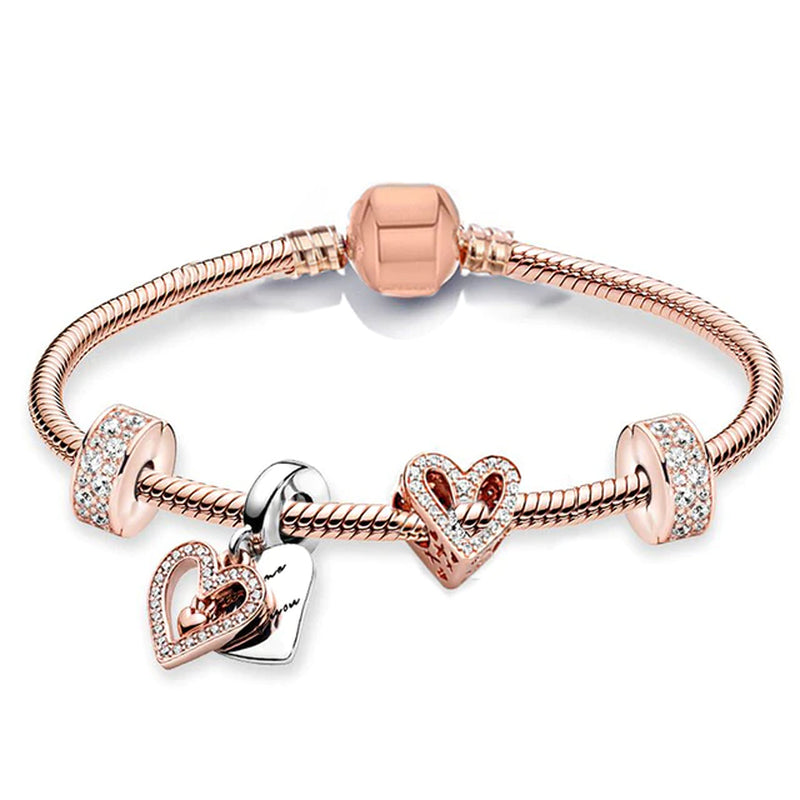Trendy Romantische 2021 Silber Farbe Charm Armband mit Glückliche Familie Strang Marke Armband für Frauen DIY Schmuck Machen