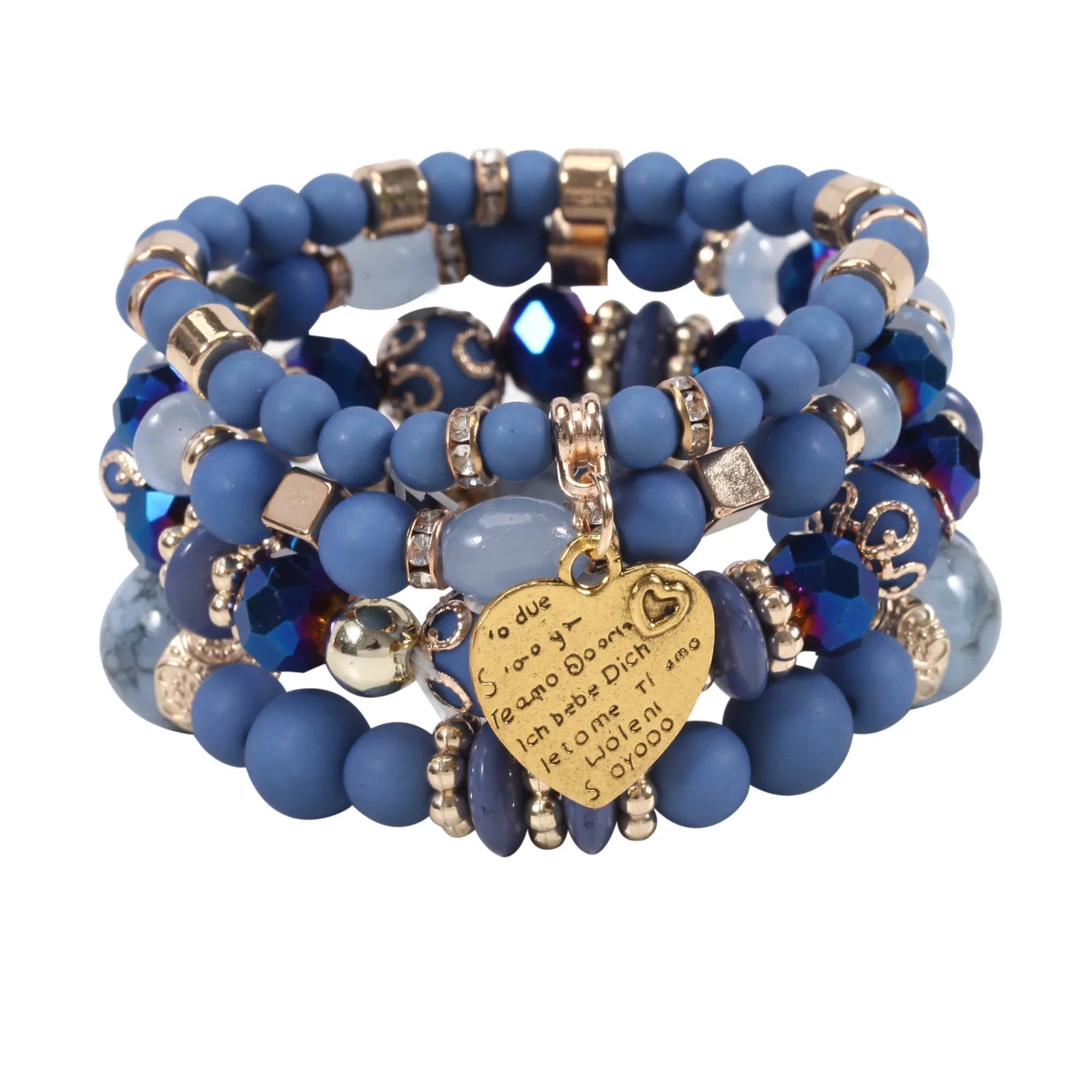 Neues 4-teiliges/Set Bohemian Love Anhänger Kristall Perlen Armband Retro Ethnicbracelet Personalisierte Damenmode Armband Schmuck