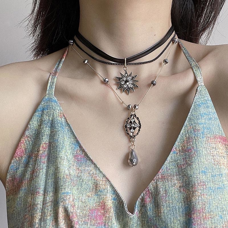 Elegante Dame Dreiteilige Layered Star Zirkonias Halskette