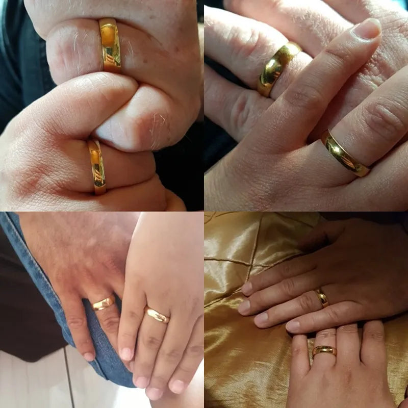 Einfache 2/4/6/8 Mm Edelstahl Hochzeit Ringe Goldene Glatte Frauen Männer Paar Ring Mode schmuck